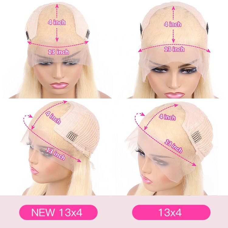Wholesale Cheap Human Hair Wigs For Black Women Transparent Glueless Full HD Lace Frontal Bone Straight 613 Human Hair Wig