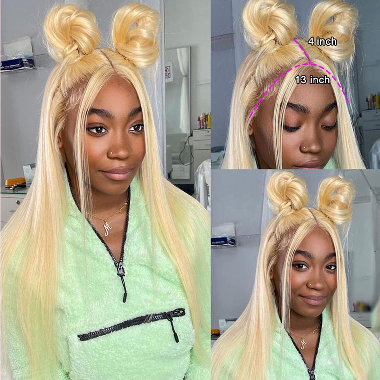 Wholesale Cheap Human Hair Wigs For Black Women Transparent Glueless Full HD Lace Frontal Bone Straight 613 Human Hair Wig