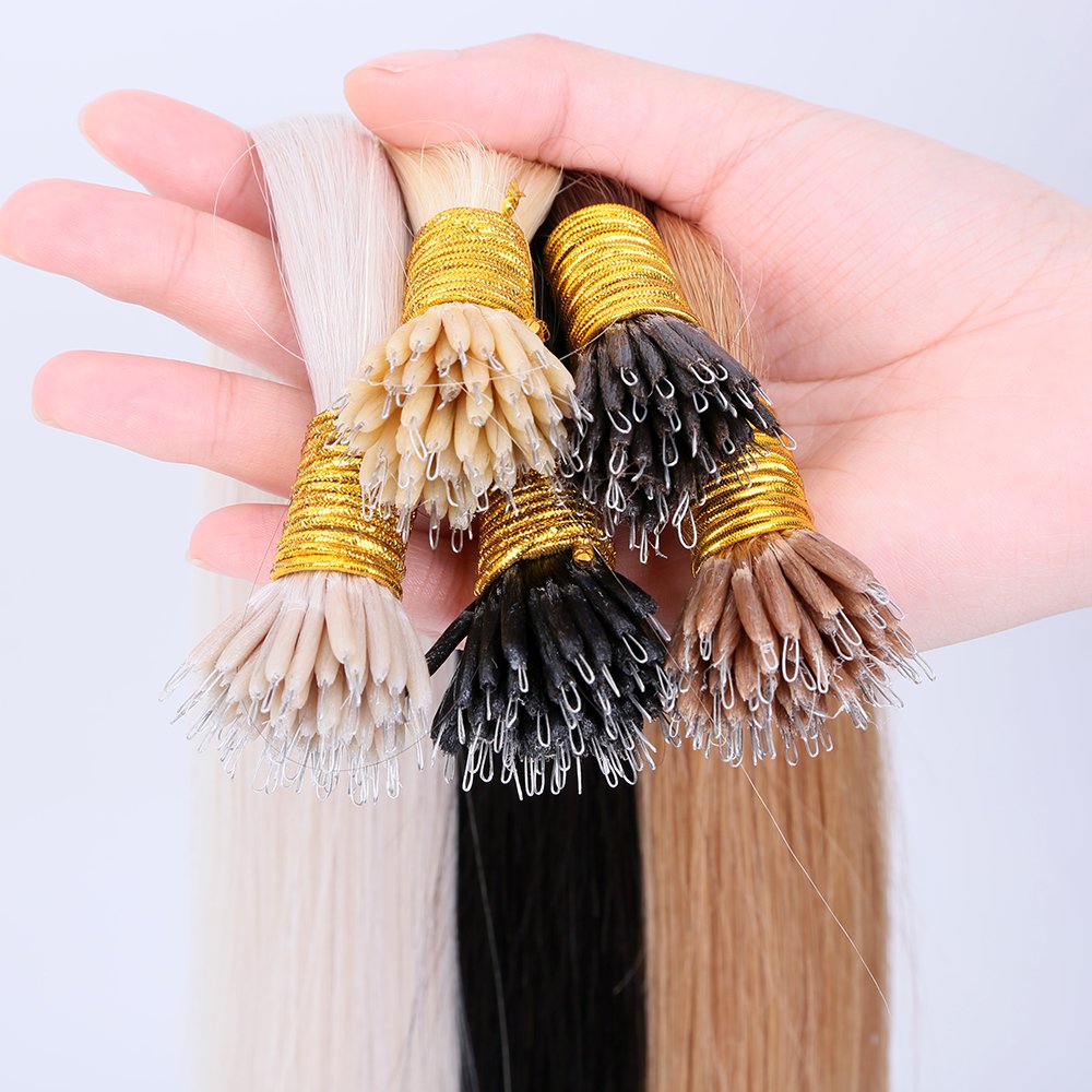 TopElles Nano Tip Hair Extensions Real Human Hair 18" Pre Bonded Keratin Straight Micro Bead Remy Hairpiece for Women