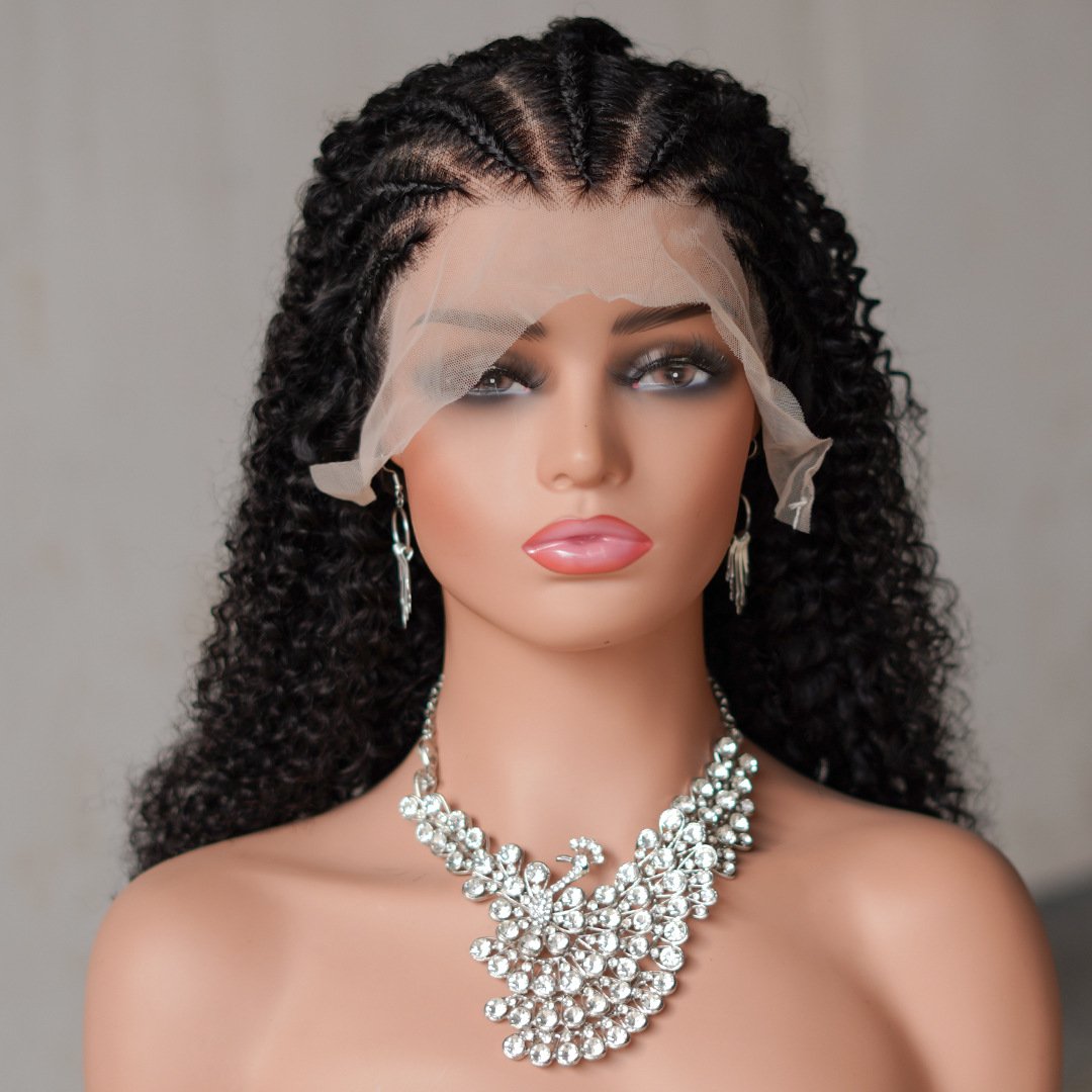 13x4 Full Frontal Lace Braided Wig 100% Human Hair Curly Style Category Human Hair Wigs