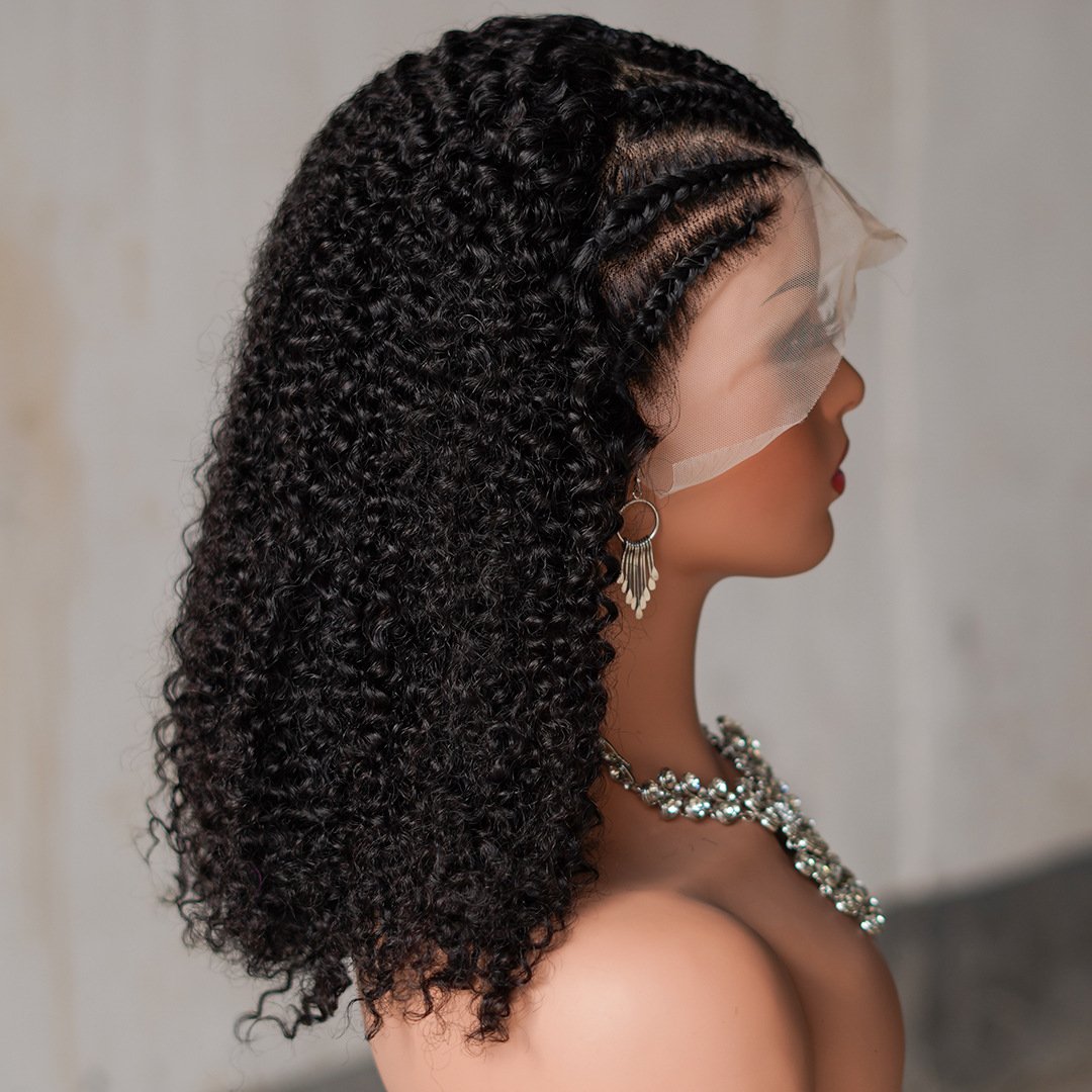 13x4 Full Frontal Lace Braided Wig 100% Human Hair Curly Style Category Human Hair Wigs