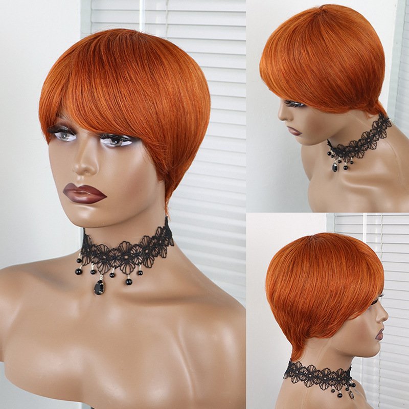Short Bob Straight Human Wigs With Bangs Brazilian Virgin Hair Pixie Cut Wig Natural Cheap Human Hair Wigs For Black Women