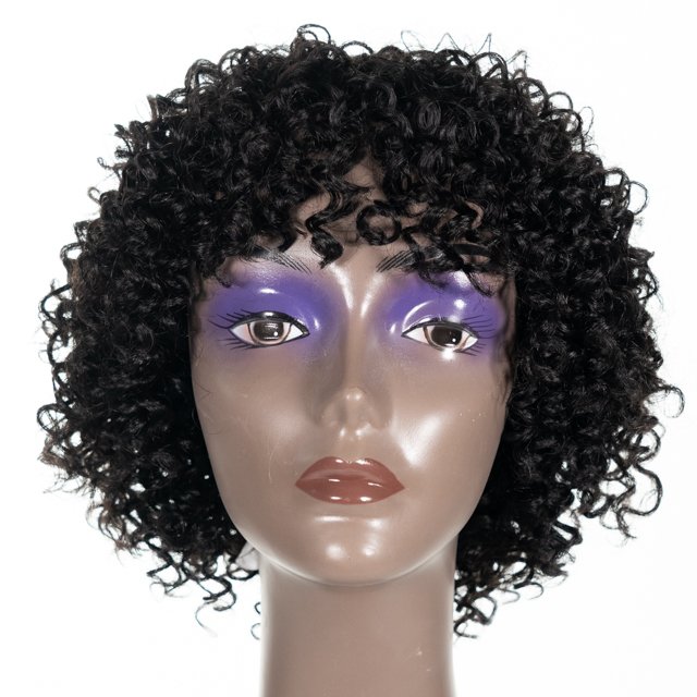 Wholesale Indian Jerry Curly Human Hair Wigs with Bangs Virgin Hair Wigs For Women Machine Made wigs Natural Color