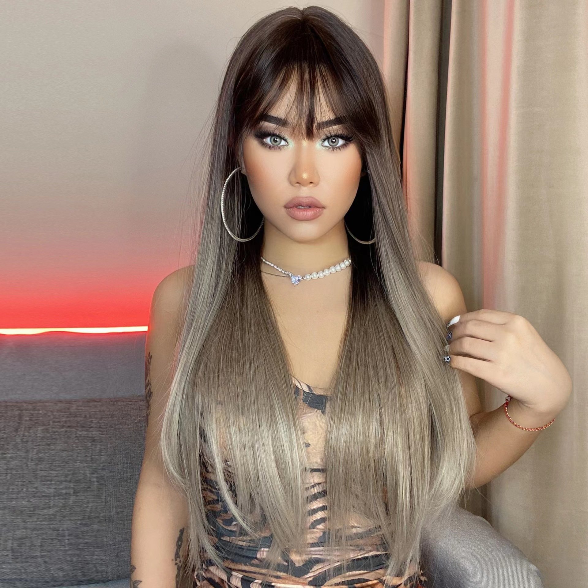Brazilian Natural Synthetic Hair Wig Luxury Colors Human Hair Lace Front Wig Wig with Frontal New Popular on Ins Wholesale