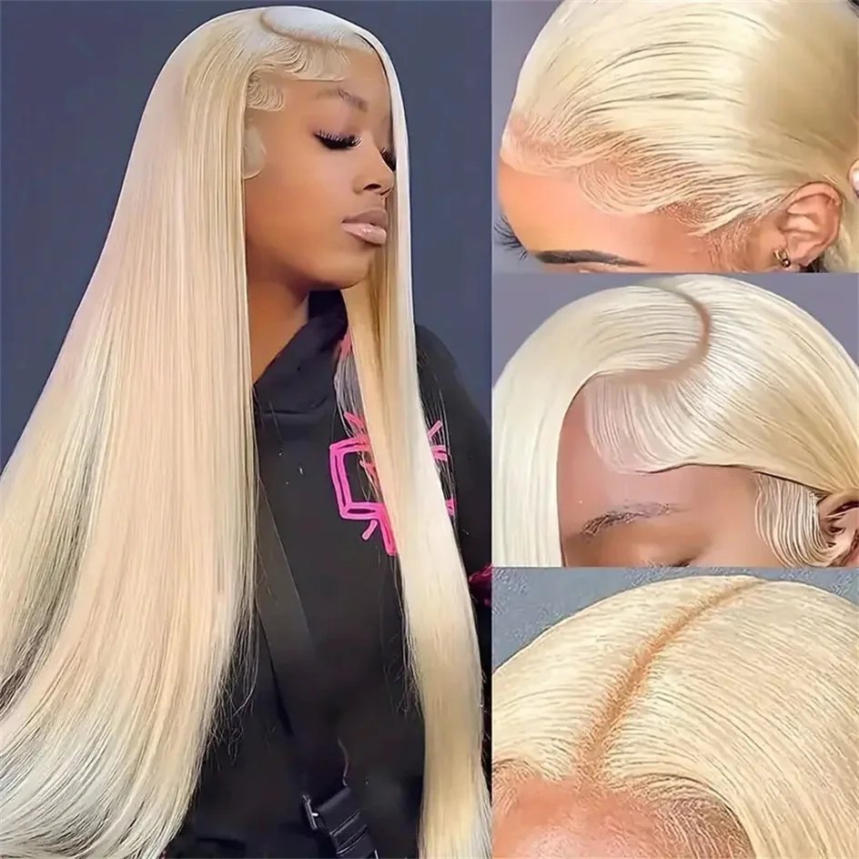 613 Lace Front Human Hair Wig HD Straight Honey Blonde 13x6 Lace Front Glueless Wigs Woman Cosplay