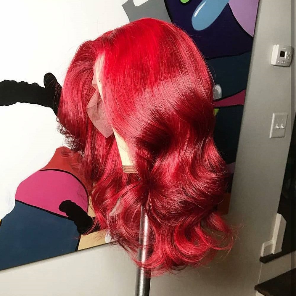 Eli Hair Red 99j Hd Lace Front Wigs , Colored Human Hair Wigs For Black Women, Orange pink purple Wigs Lace Front Human Hair