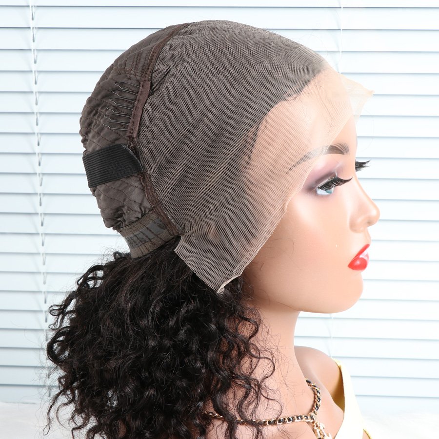 Human Hair 13*4 transparent Lace Wigs Curly Bob Wig Style Pre-Plucked Frontal Lace Wig for Black Hot Selling 100 Brazilian Women