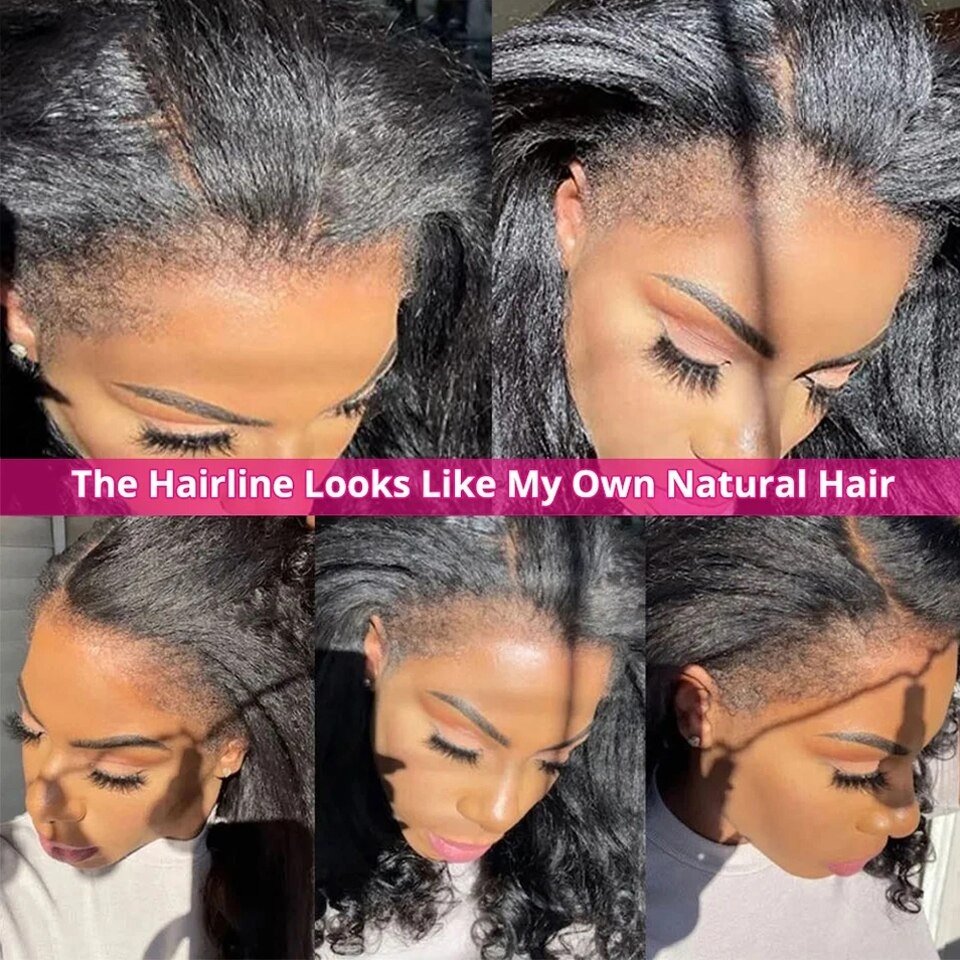 Pre Cut Wear And Go Glueless Human Hair Wig 4C Edges Baby Hair Lace Wig Kinky Straight 13x4 4X4 Lace Front Human Hair Wigs