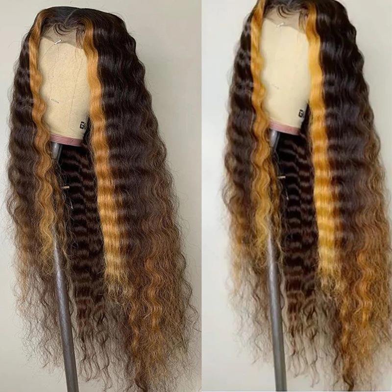 180 Density HD Transparent 13*6 loose deep Swiss Lace Frontal Wig Vendors Virgin Glueless Ombre Piano Color human hair Wigs