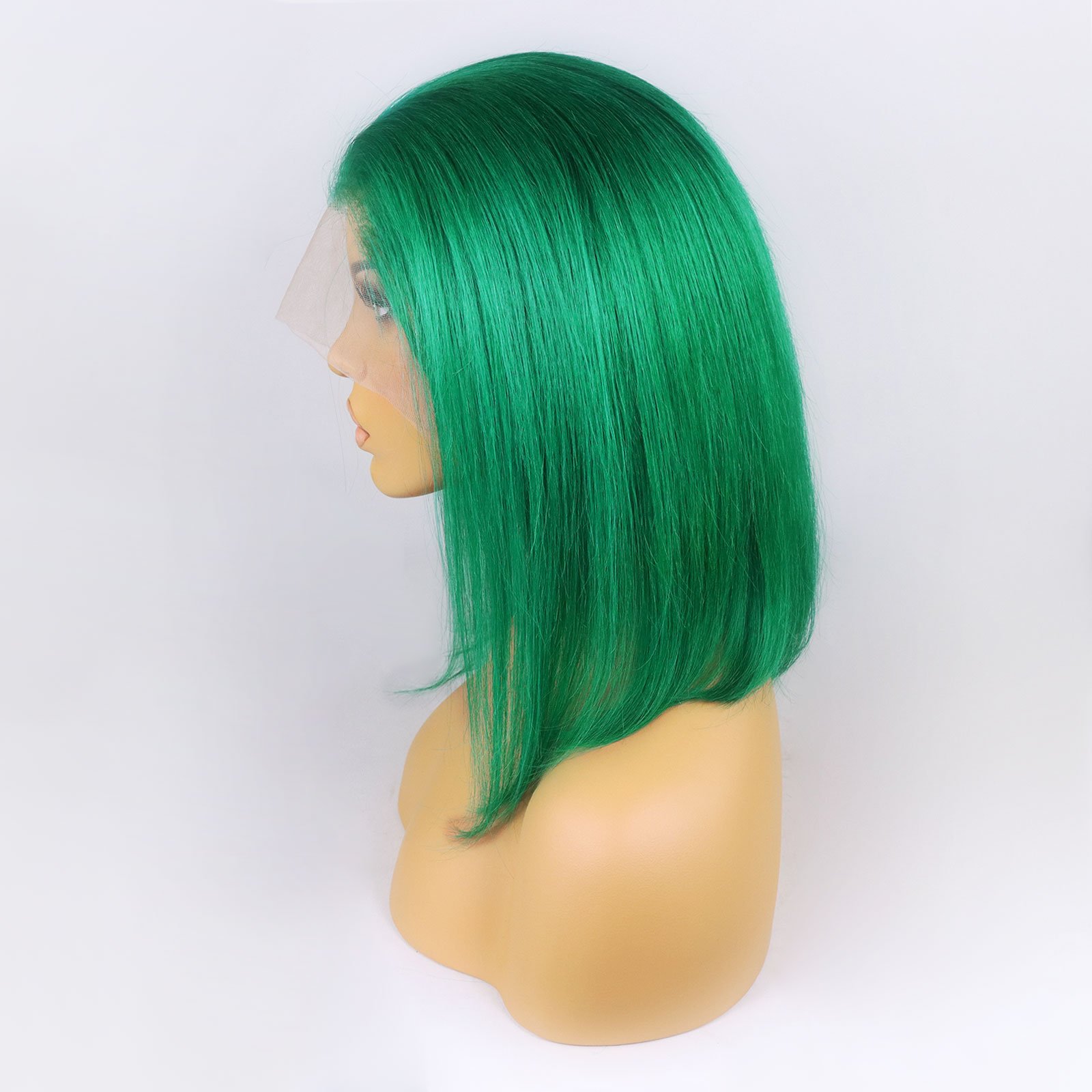Dark Green Short Bob Human Hair Wigs 13x4 Lace Frontal Wig Colored Glueless Brazilian Remy Hair Transparent Lace For Women 150%