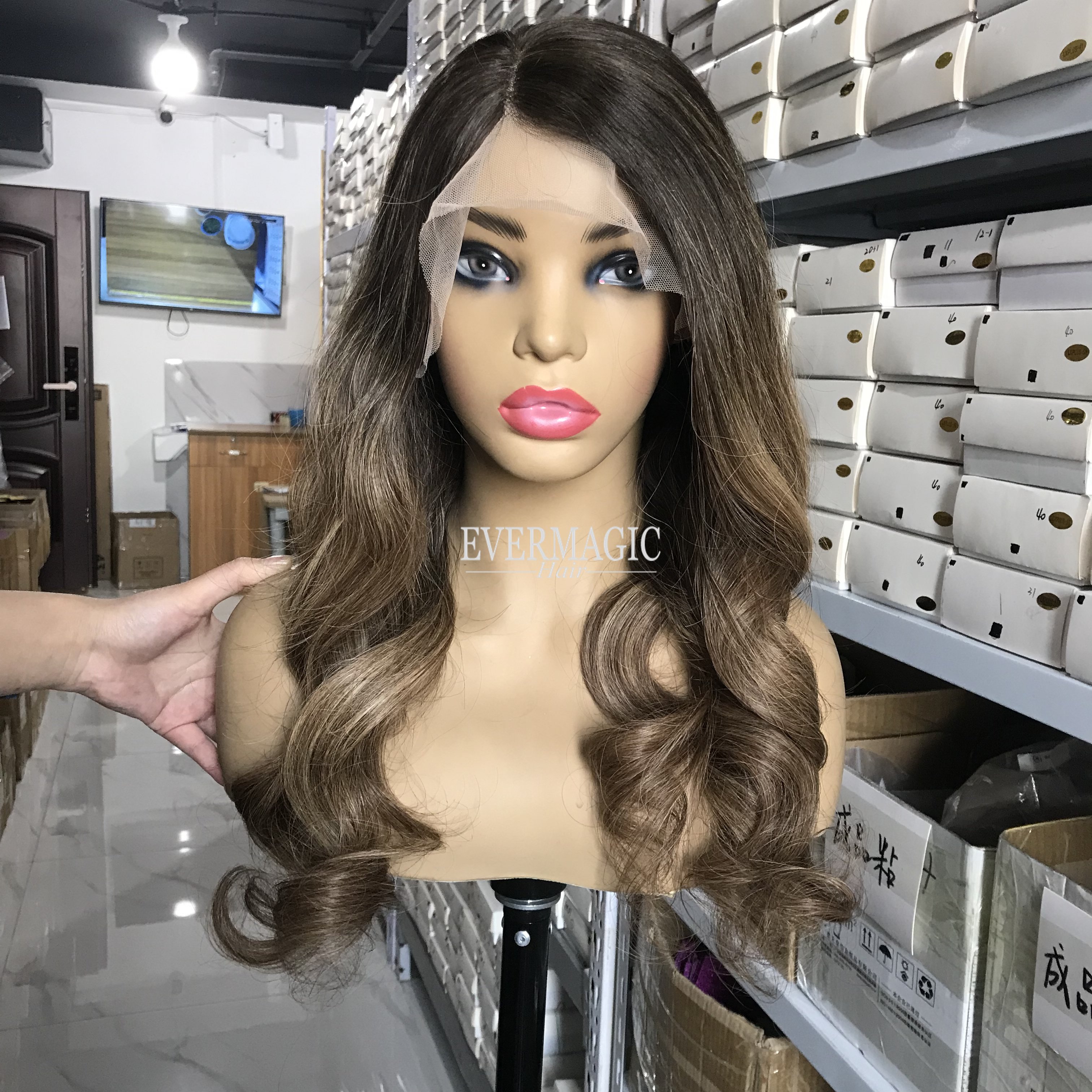Color Balayage B4/27# 10A High Quality Stock Luxury Human Hair Wigs Remy Hair 13x6 Lace Front Wigs Loose Wave