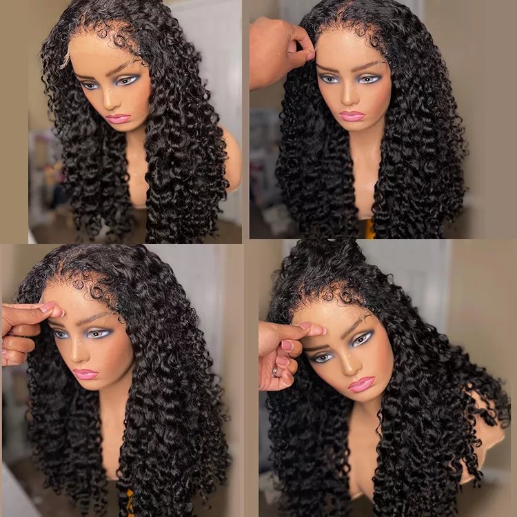 Wholesale Raw Virgin Cuticle Aligned Brazilian Human Hair Transparent Lace Frontal Human Hair 4c afro kinky curly human hair wig