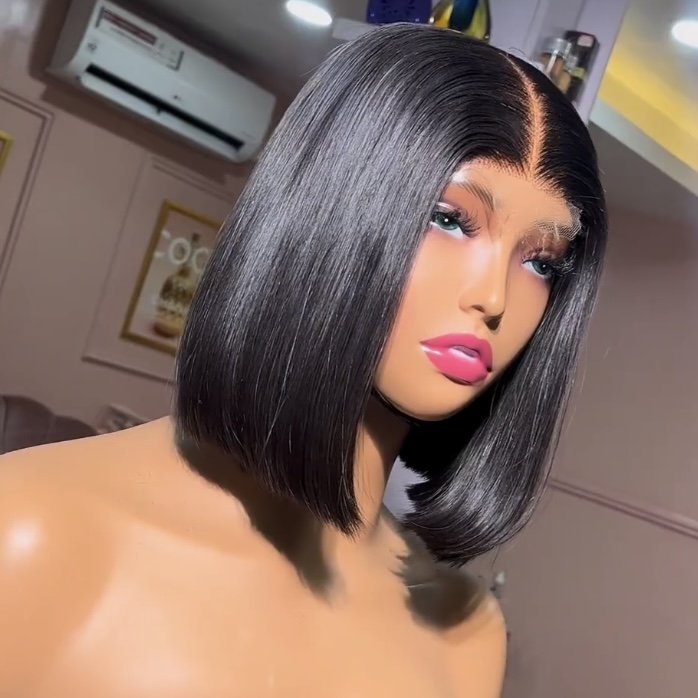 Short Bob Double Drawn Human Hair Wigs,150% 180% Density Natural Virgin Human Hair Wigs,13x4 13x6 HD Human Hair Lace Front Wig