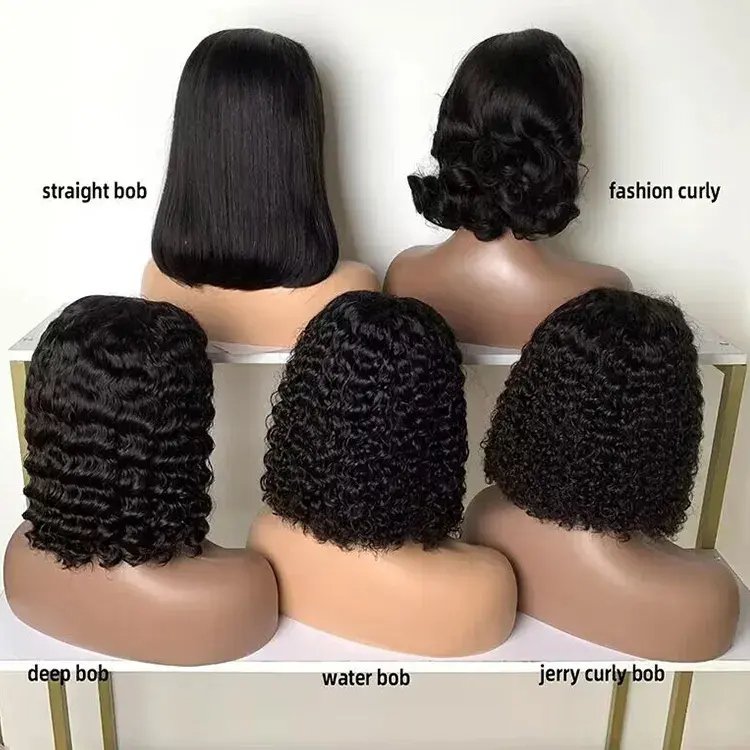 Short Bob Double Drawn Human Hair Wigs,150% 180% Density Natural Virgin Human Hair Wigs,13x4 13x6 HD Human Hair Lace Front Wig
