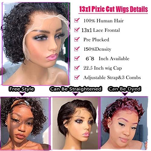 Pixie Cut Wig Human Hair 13x1 Lace Frontal Wigs Human Hair Short Bob Human Hair Wigs For Black Women Lace Front Human Hair Wig