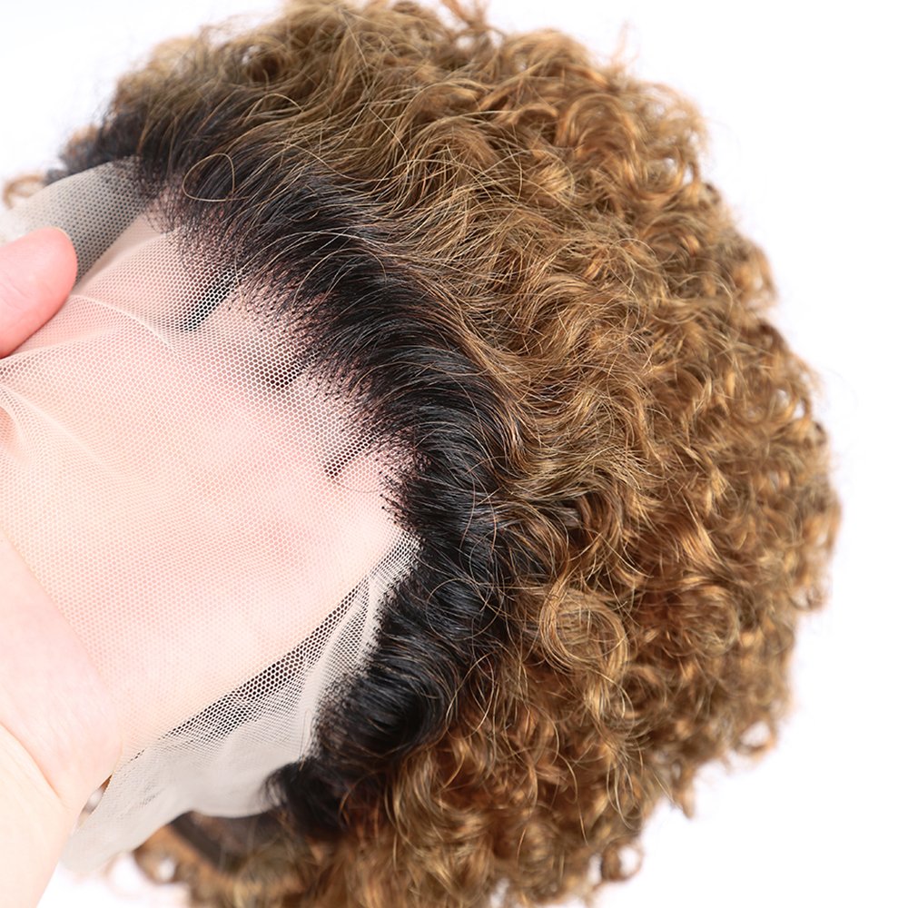 YL fast Shipping Black Pixie Cut Wigs Short Ombre Bob Curly Lace Frontal Human Hair Wig Transparent Front Lace Wig For Women