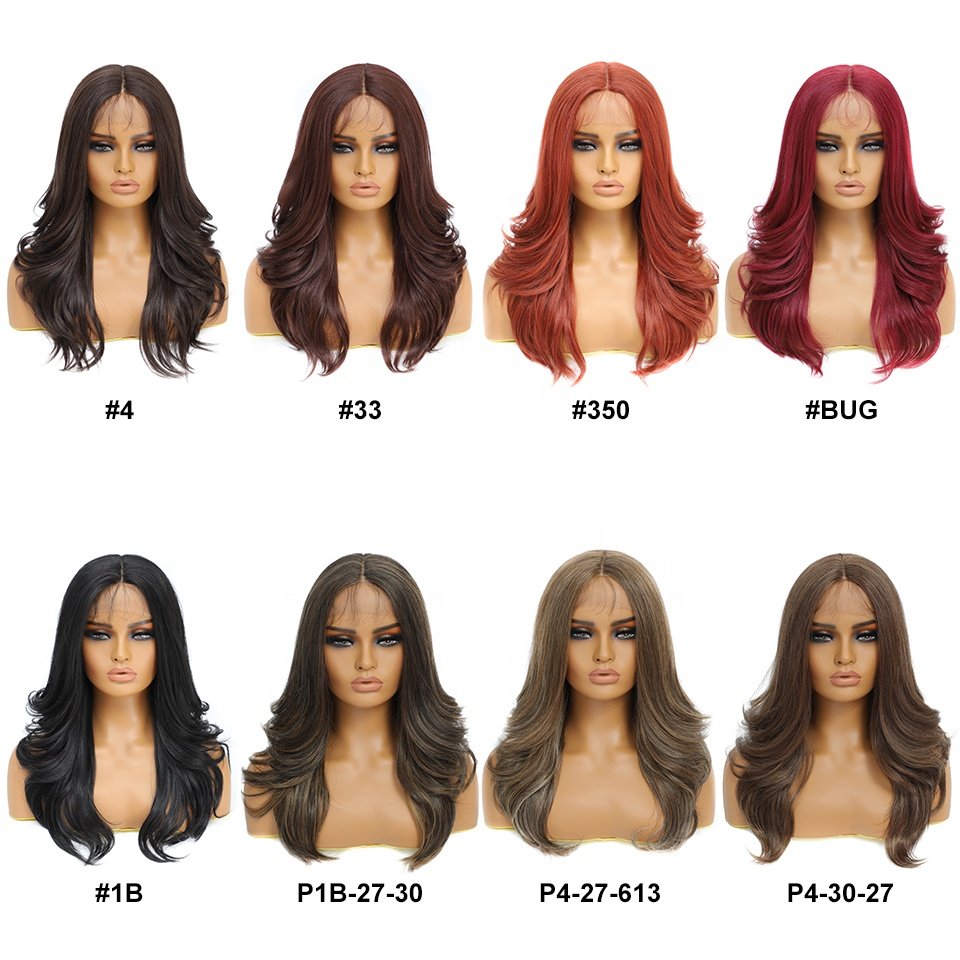 Wholesale 22 Inch Heat Resistant Loose Wave Natural Synthetic Lace Front Wigs With Baby Hair Pre Plucked Body Wave Wig For Women