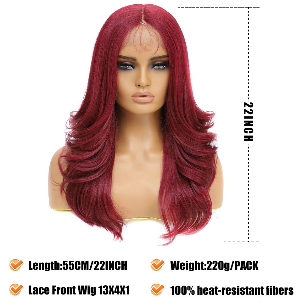 Wholesale 22 Inch Heat Resistant Loose Wave Natural Synthetic Lace Front Wigs With Baby Hair Pre Plucked Body Wave Wig For Women