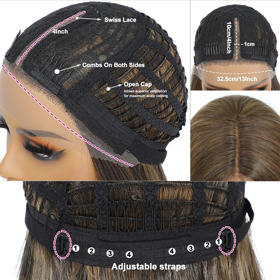 Wholesale 22 Inch Heat Resistant Loose Wave Natural Synthetic Lace Front Wigs With Baby Hair Pre Plucked Body Wave Wig For Women