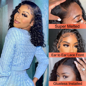 Wholesale Price Kinky Curly Full Lace Wig With Baby Hair, Human Lace Bob wigs Lace Front ,Curly Bob Full Lace Human Hair Wig