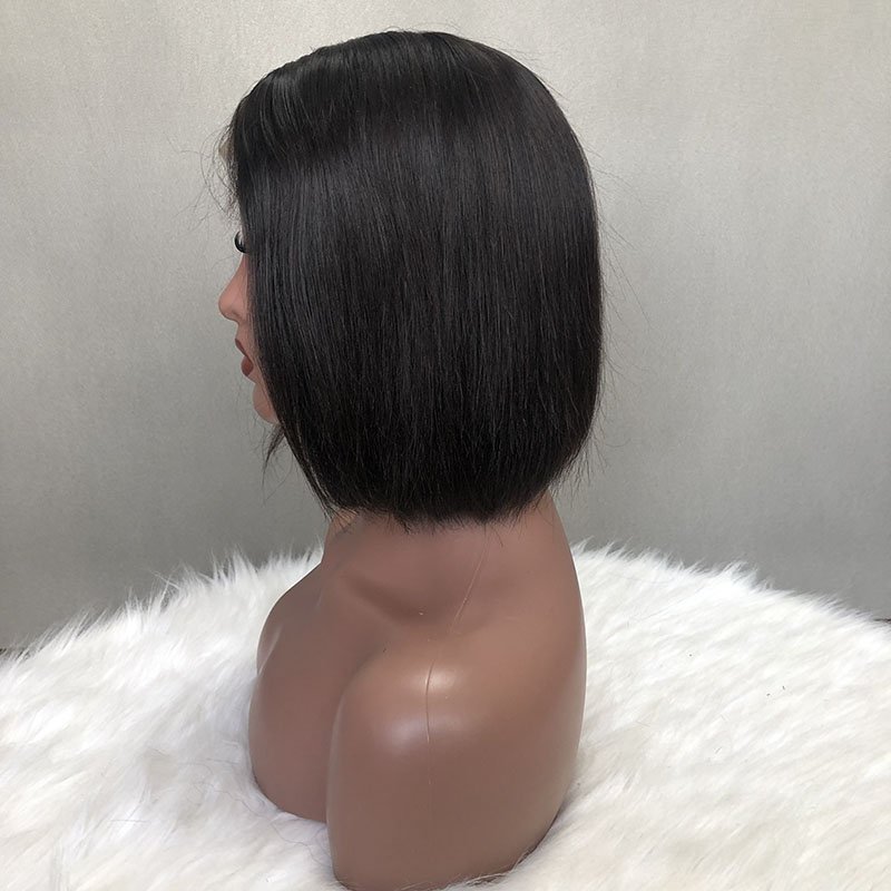 Popular Color Funmi Double Drawn Natural Color Silky Straight Lace Kim K closure Human Hair Wig Malaysian Virgin Hair