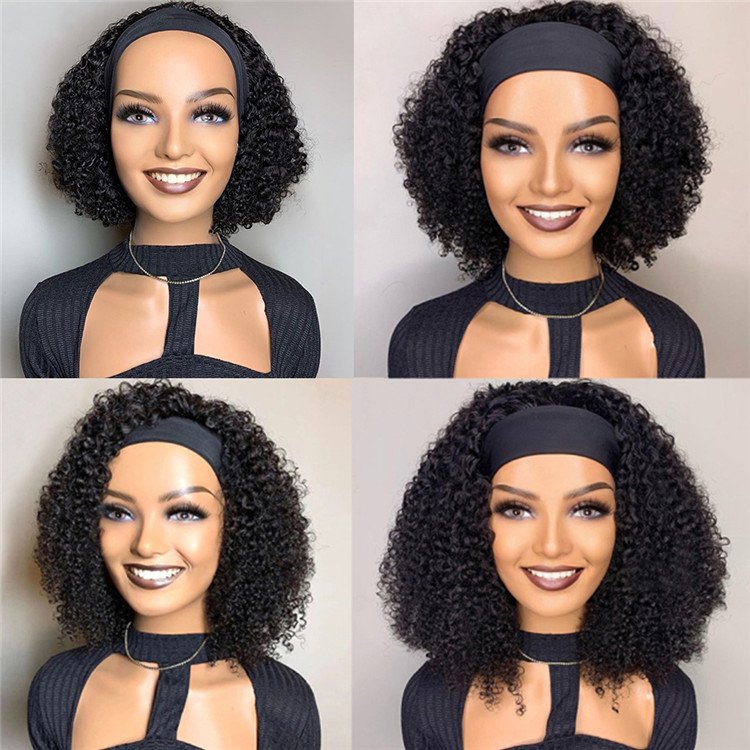 Wholesale Cheap Head band Wig Loose Deep Curly Wave Human Hair Wigs Headband Wigs Hair for Black Women