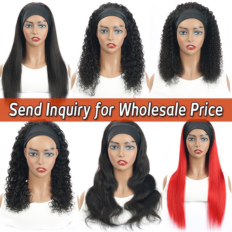 Wholesale Cheap Head band Wig Loose Deep Curly Wave Human Hair Wigs Headband Wigs Hair for Black Women