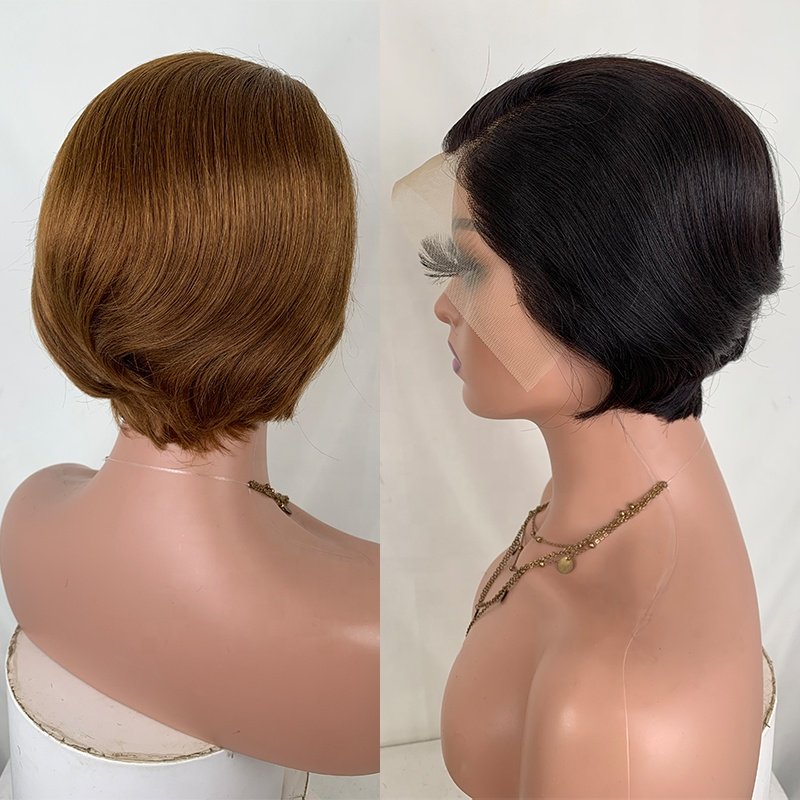 Wholesale Indian Virgin Hair Cuticle Aligned 13x4 Full Lace Front Short Pixie Cut 100% Human Hair Wigs for Black Women