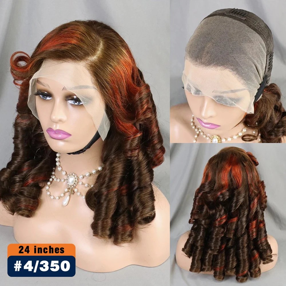 Funmi Super Double Drawn Natural Color Bouncy Wave Lace Frontal Human Hair Wig Popular Wholesale Virgin Virgin Hair Vendor