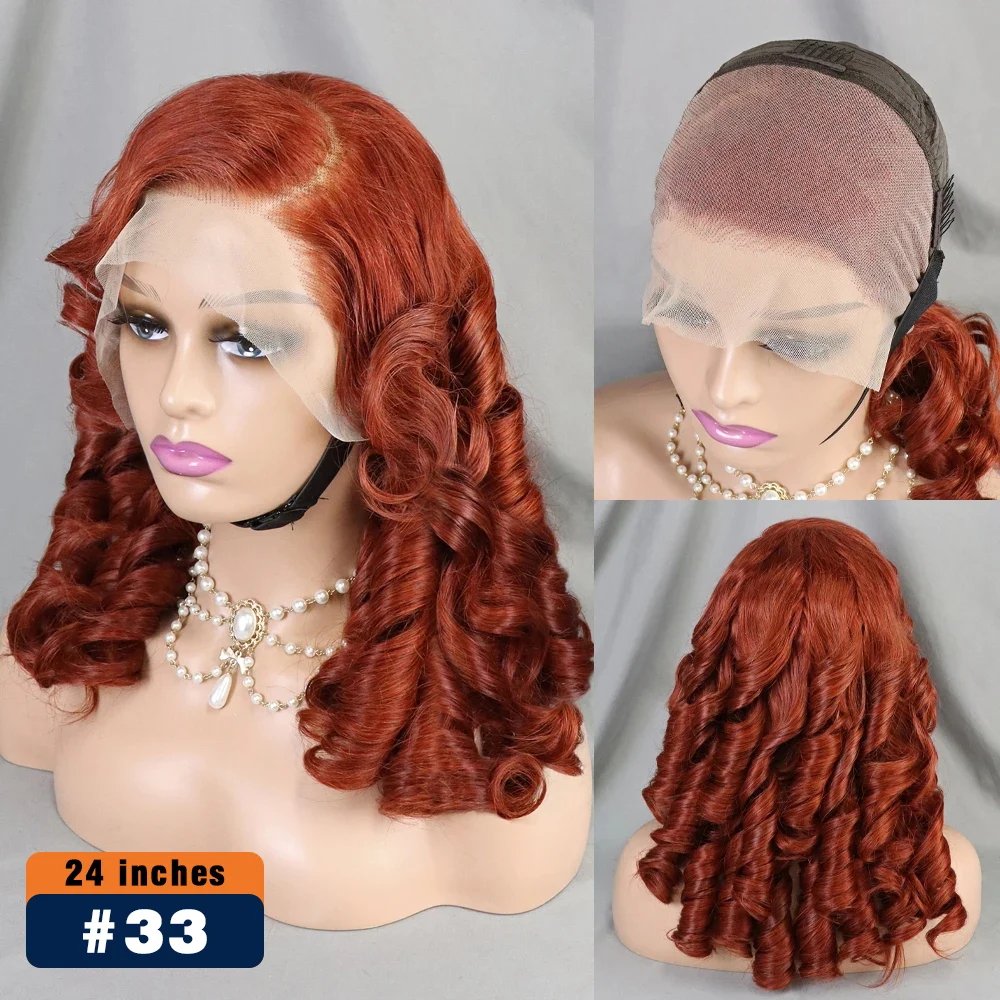 Funmi Super Double Drawn Natural Color Bouncy Wave Lace Frontal Human Hair Wig Popular Wholesale Virgin Virgin Hair Vendor