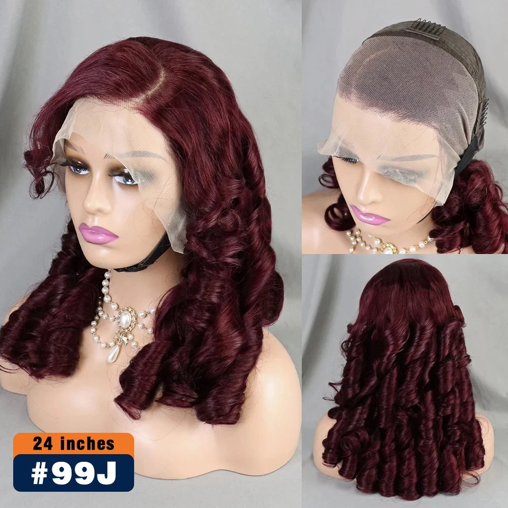 Funmi Super Double Drawn Natural Color Bouncy Wave Lace Frontal Human Hair Wig Popular Wholesale Virgin Virgin Hair Vendor