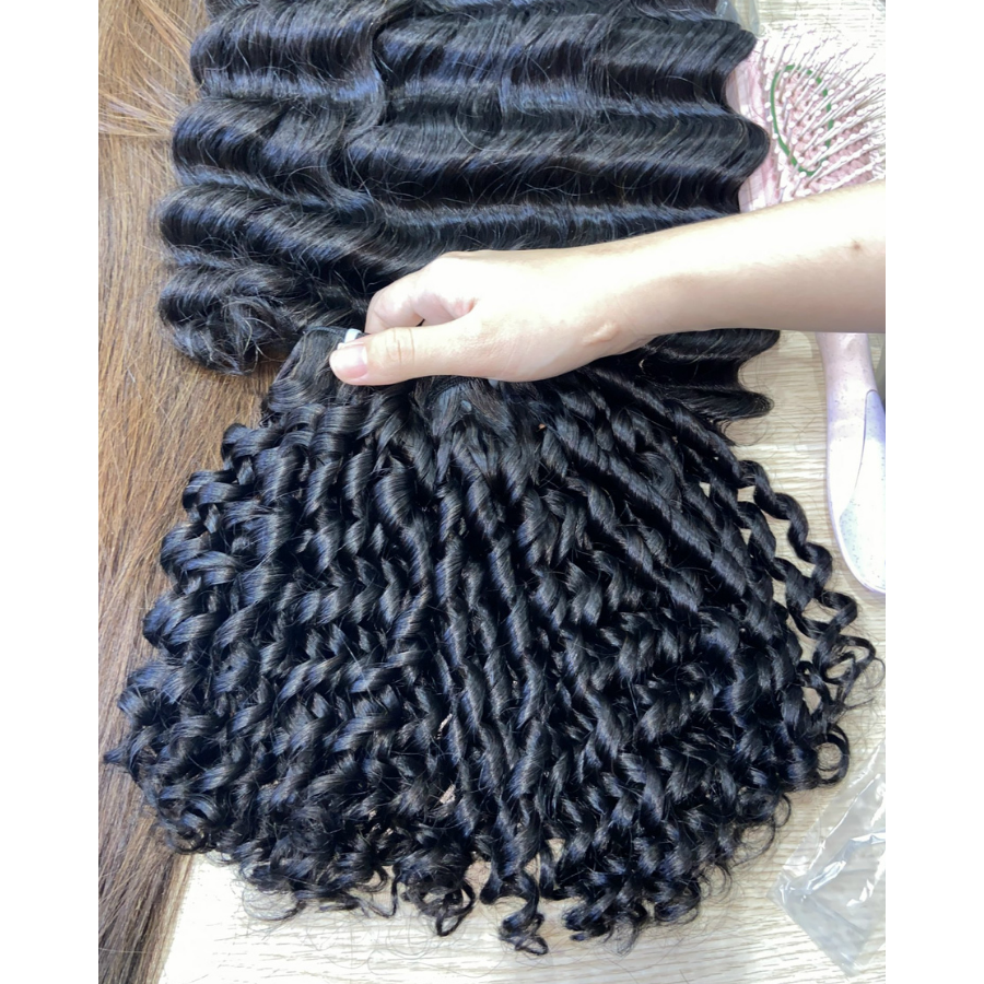Wholesale Kinky Curly Human Hair Extensions Raw Virgin vietnamese Hair fumi curly burmese curly texture