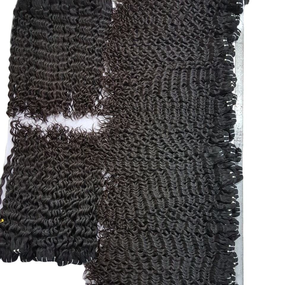 Wholesale Kinky Curly Human Hair Extensions Raw Virgin vietnamese Hair fumi curly burmese curly texture