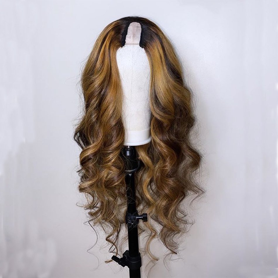 180% 200% 250% Density Virgin Peruvian Vast Silky Straight Kinky Curly Color Highlight U Part Human Hair Wig For Black Women