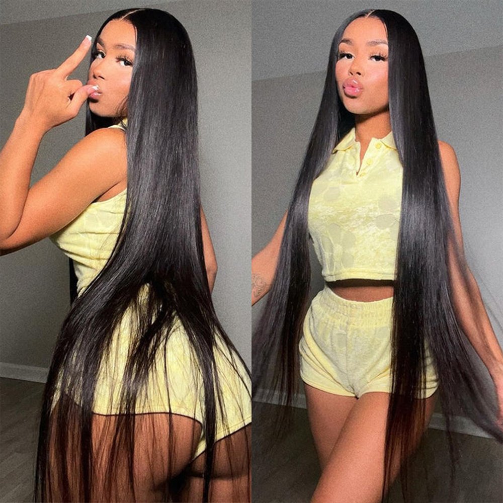 Brazilian Raw Virgin Bone Straight Human Hair Wigs With Baby Hair 200% HD 13x4 Lace Frontal Wigs Black Women 5x5 Closure Wig