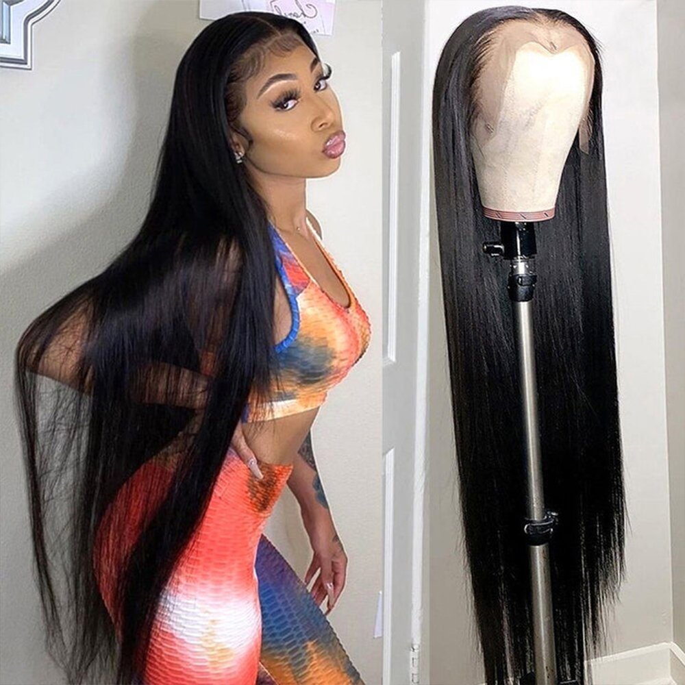 Brazilian Raw Virgin Bone Straight Human Hair Wigs With Baby Hair 200% HD 13x4 Lace Frontal Wigs Black Women 5x5 Closure Wig