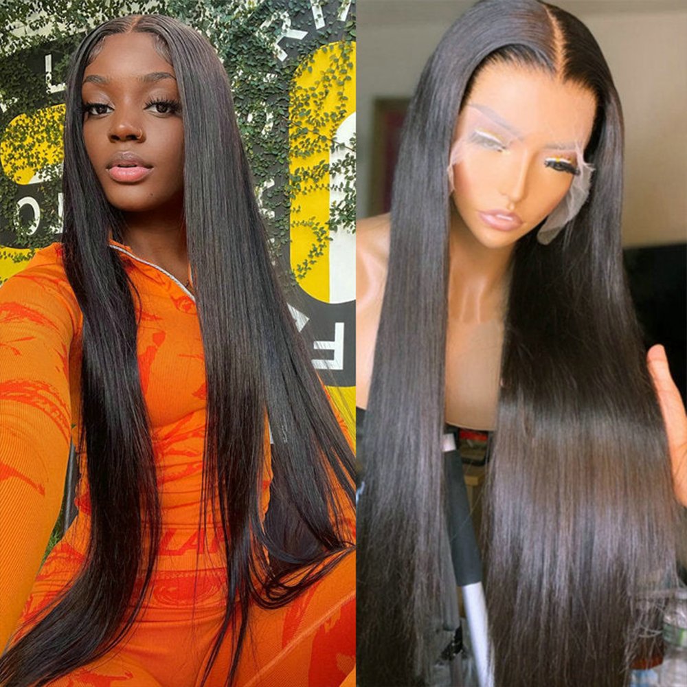 Brazilian Raw Virgin Bone Straight Human Hair Wigs With Baby Hair 200% HD 13x4 Lace Frontal Wigs Black Women 5x5 Closure Wig