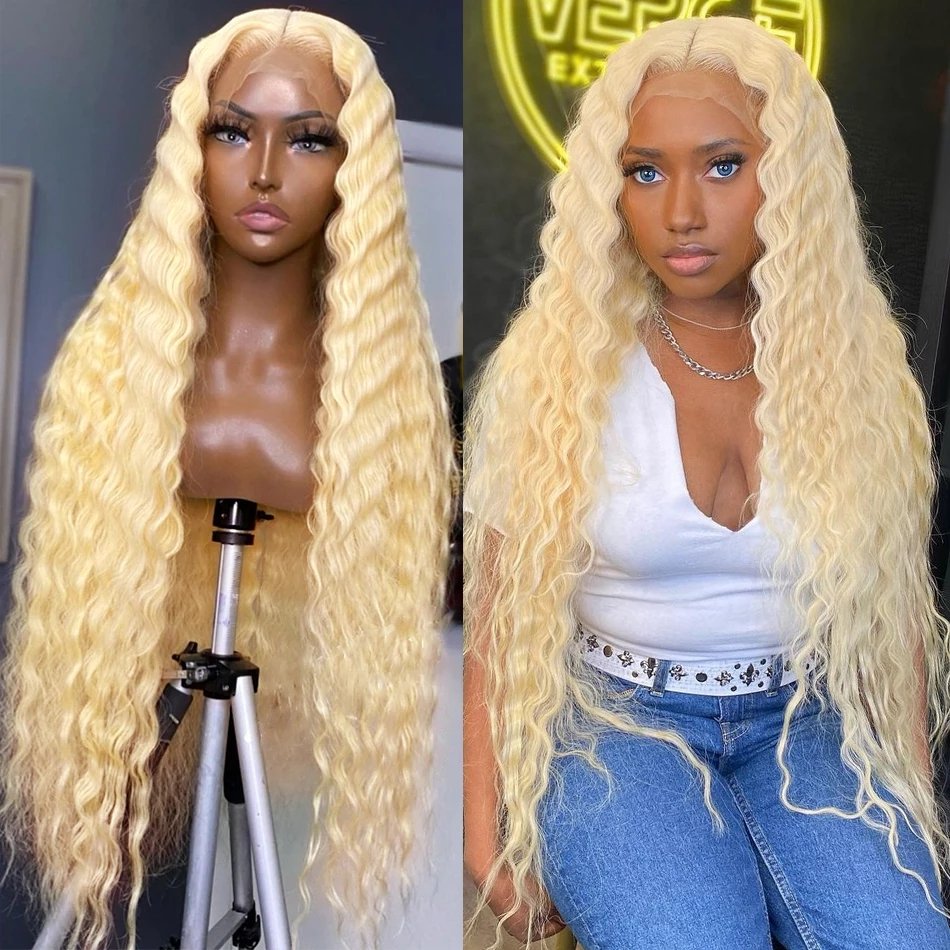Pre plucked Glueless 40 Inch Human Hair full Lace Front Wig Brazilian Virgin Hair Frontal Wig 613 Human Hair Wigs