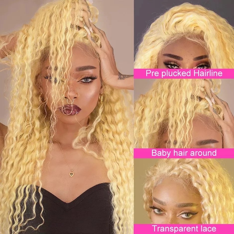 Pre plucked Glueless 40 Inch Human Hair full Lace Front Wig Brazilian Virgin Hair Frontal Wig 613 Human Hair Wigs