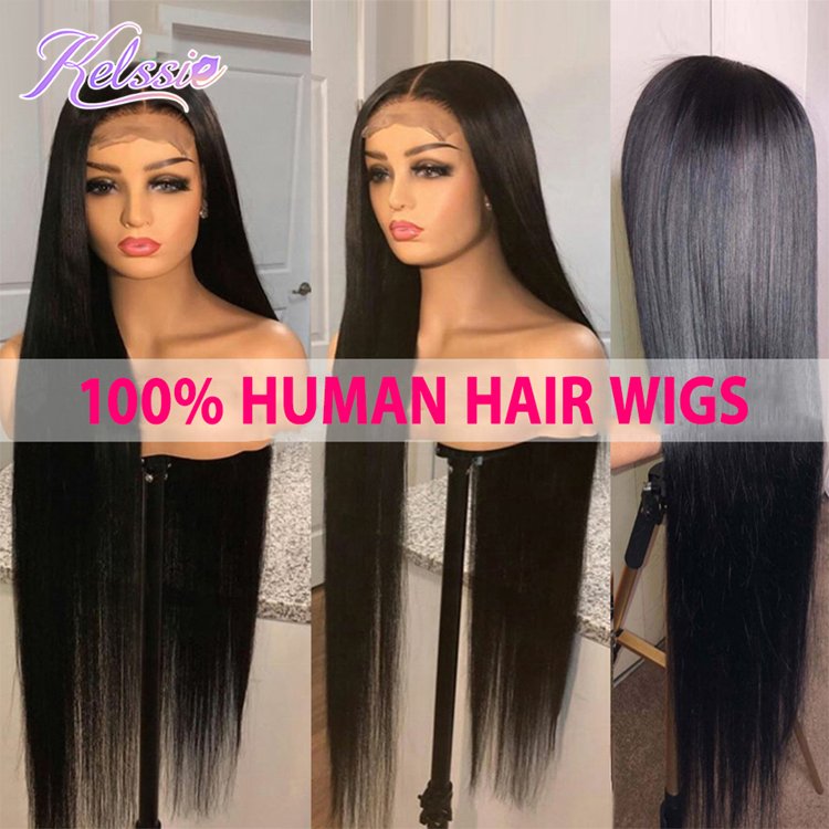 Glueless 13x6 Bone Straight Full Lace Front Human Hair Wigs,Natural Raw Brazilian Double Drawn Hd Lace Human Hair Wig Bulk