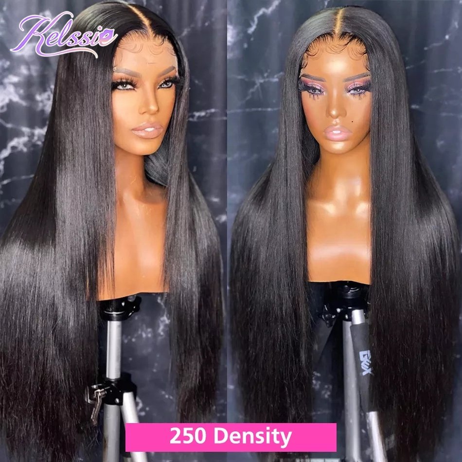 Glueless 13x6 Bone Straight Full Lace Front Human Hair Wigs,Natural Raw Brazilian Double Drawn Hd Lace Human Hair Wig Bulk