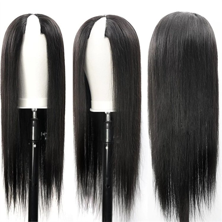 Glueless Wigs ,V Part Wig Human Hair Kinky Straight Human Hair Wigs For Women , Machine Made Wig V Part Brazilian Human Hair