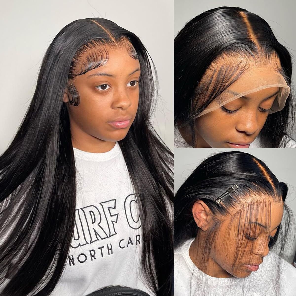Lace Front Human Hair Wig Bone Straight Natural Black Color Frontal Wig Brazilian Human Hair Wigs For Women