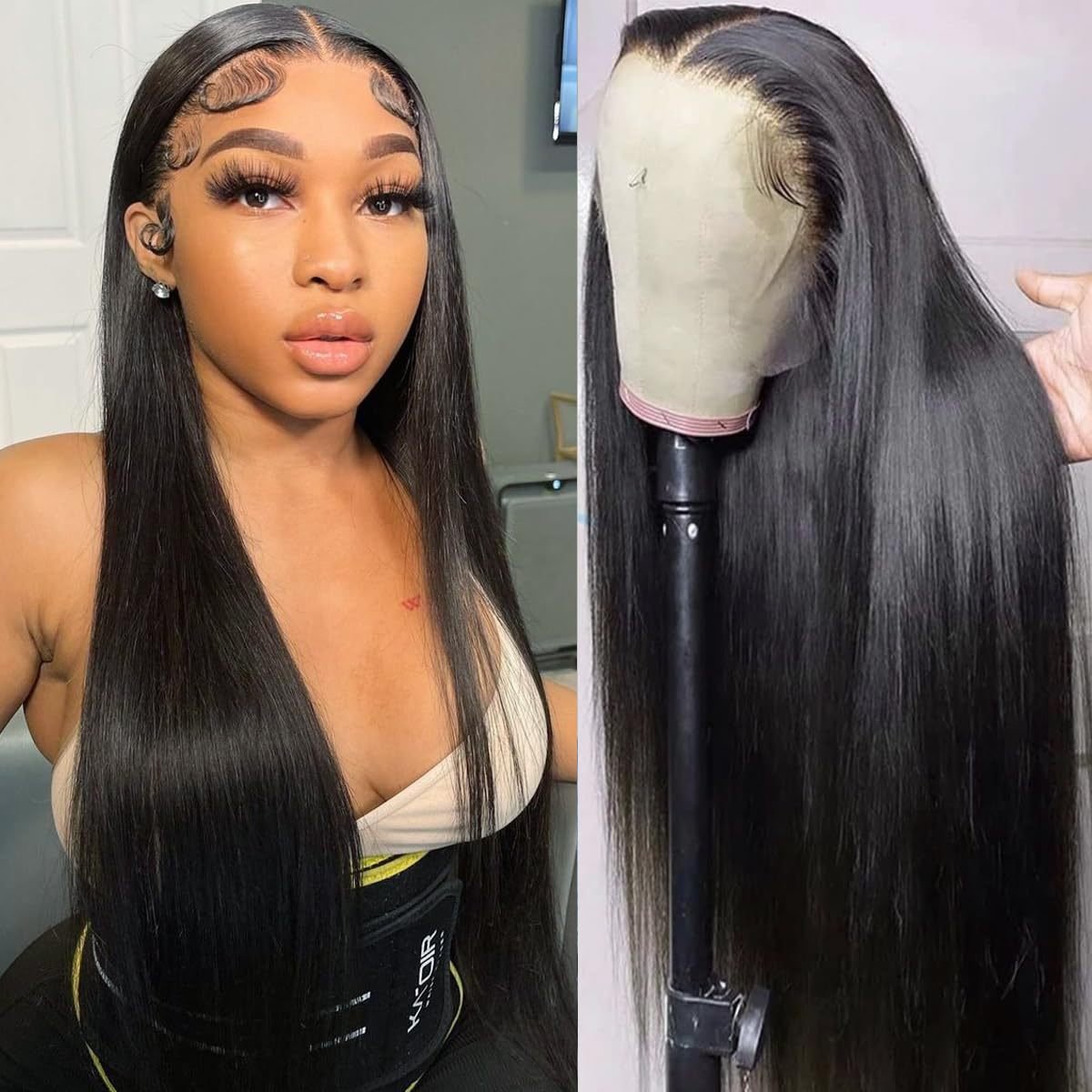 Lace Front Human Hair Wig Bone Straight Natural Black Color Frontal Wig Brazilian Human Hair Wigs For Women