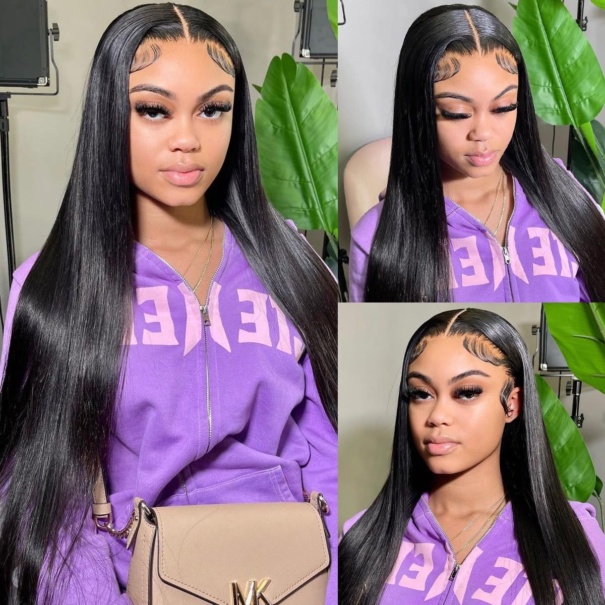 Lace Front Human Hair Wig Bone Straight Natural Black Color Frontal Wig Brazilian Human Hair Wigs For Women