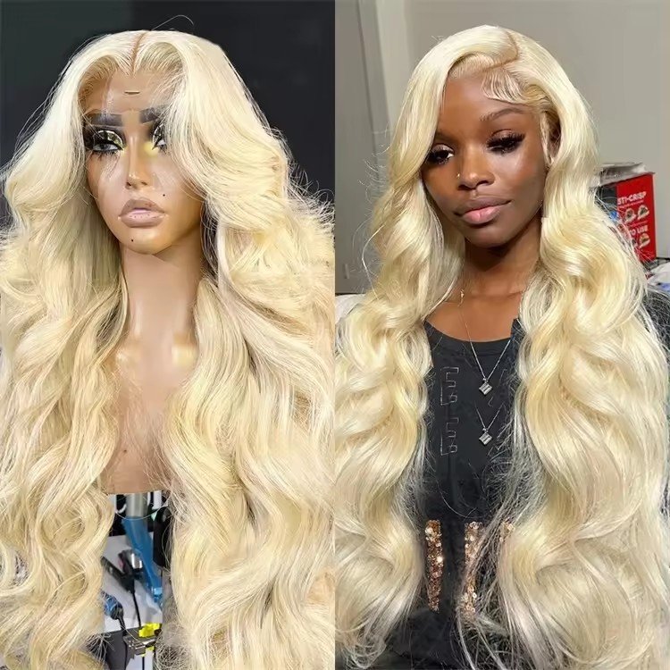 Raw Human Hair Blonde 613 Wigs Wholesale 13x6 Bleached Knots Hd Full Lace Closure Frontal Blonde Wig 613 Full Lace Wig 36 Inch