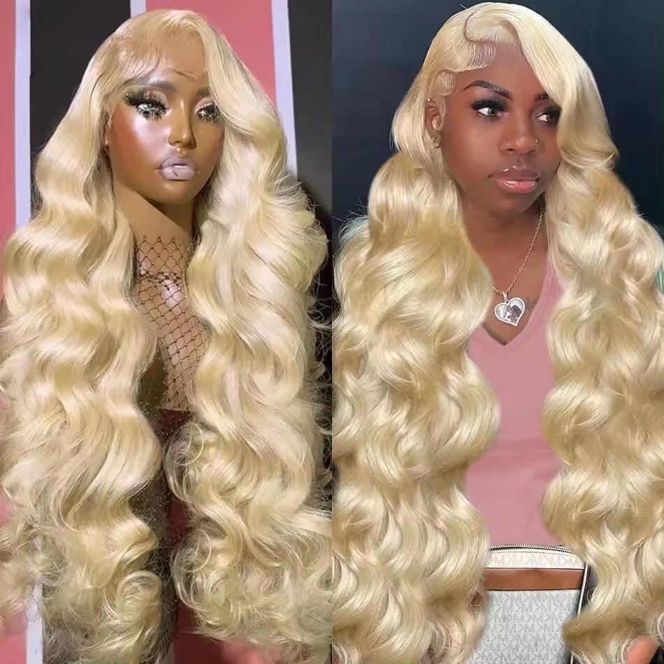 Raw Human Hair Blonde 613 Wigs Wholesale 13x6 Bleached Knots Hd Full Lace Closure Frontal Blonde Wig 613 Full Lace Wig 36 Inch