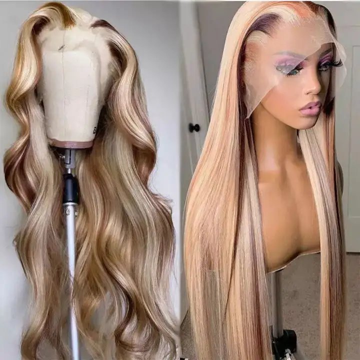 Raw Human Hair Blonde 613 Wigs Wholesale 13x6 Bleached Knots Hd Full Lace Closure Frontal Blonde Wig 613 Full Lace Wig 36 Inch