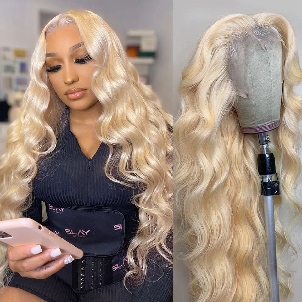 Best selling unprocessed human hair russian 613 blonde wigs , natural honey blonde hair bundles with frontal