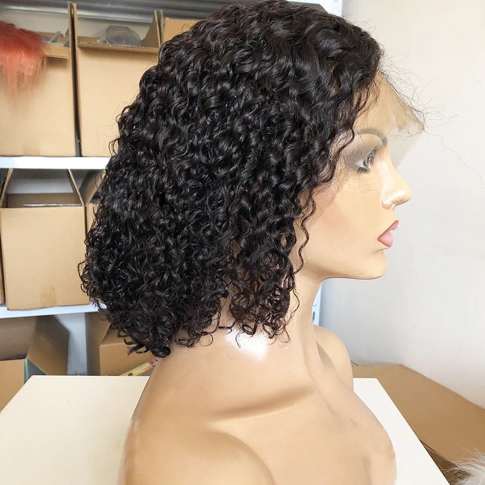 Cuticle Aligned Short Curly Bob Lace Closure Wig Pre Plucked Curly Bob Wig Peruvian Curly Short Human Hair Wigs